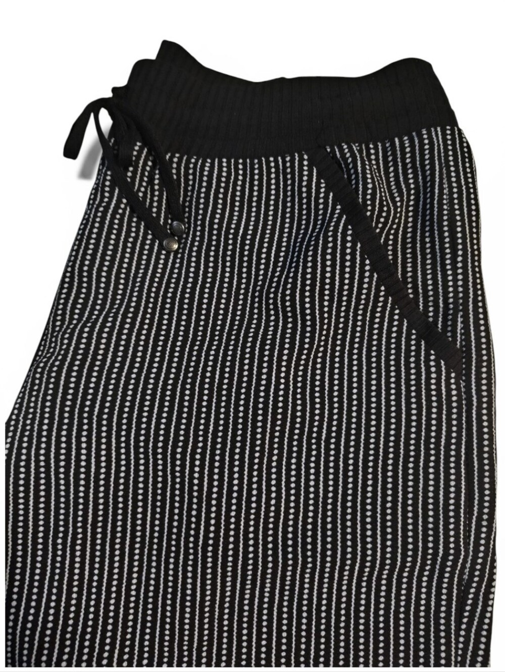 🆕️ Max Studio Black & White Striped Pull-on Cropped Wide Leg Pant Womens Large - Picture 4 of 11